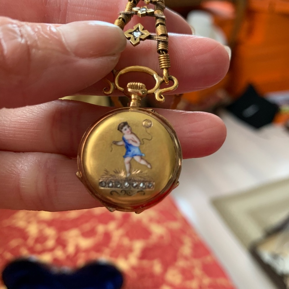 Victorian 18k chatelaine w watch